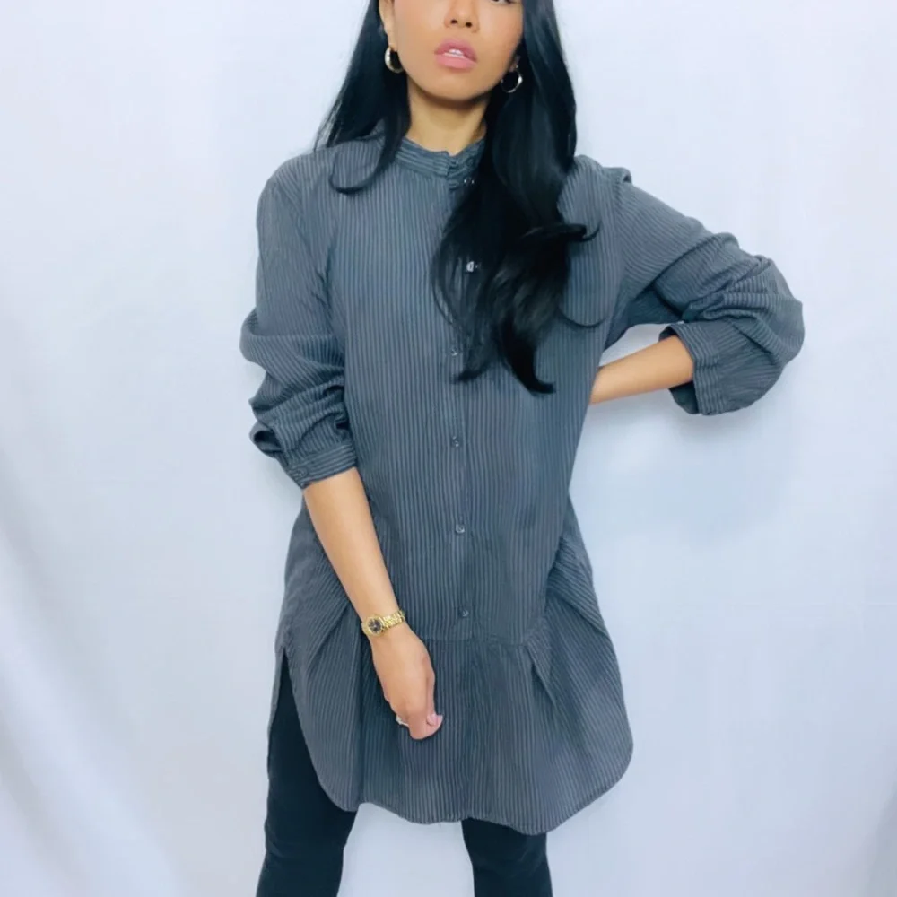 OSKA | Grey Oversized Long Sleeve Button Down Tunic Top - Picture 1 of 13